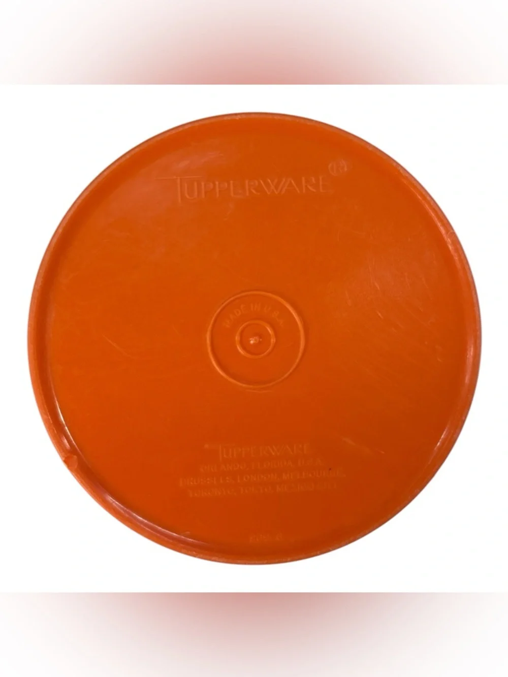 Vintage Tupperware Orange 809-6 Servalier Nesting Canister w/ 810-19 Lid